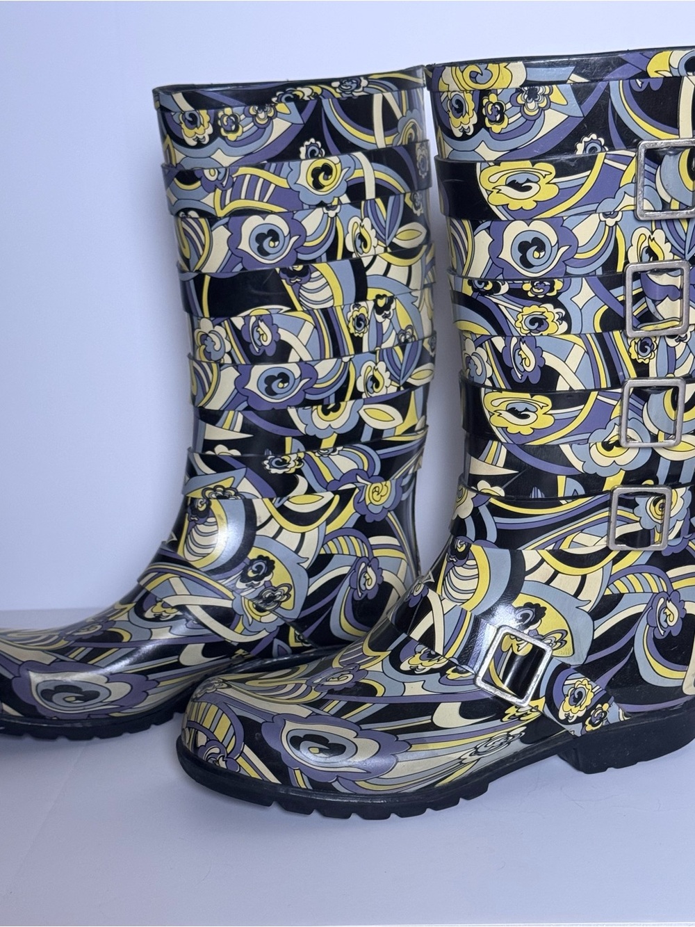 Jeffrey Cambell Vintage Psychedelic Paisley rain  boots SZ 8 NWOT